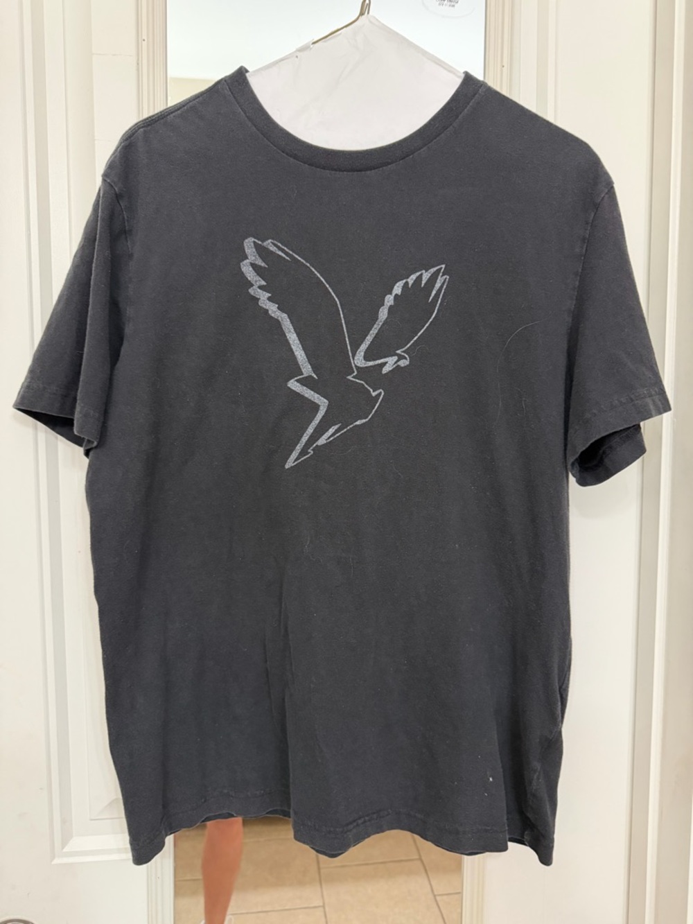 American Eagle Outfitters Black Short-Sleeve Tee with Eagle Outline